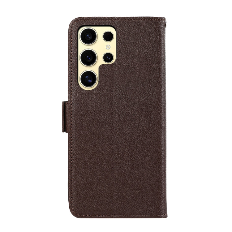 For Samsung Galaxy S25 Ultra ABEEL Side-Magnetic Litchi Pattern Leather RFID Phone Case(Brown) - Galaxy S25 Ultra 5G Cases by PMC Jewellery | Online Shopping South Africa | PMC Jewellery | Buy Now Pay Later Mobicred