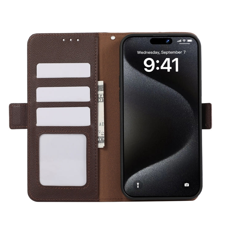 For Samsung Galaxy S25 Ultra ABEEL Side-Magnetic Litchi Pattern Leather RFID Phone Case(Brown) - Galaxy S25 Ultra 5G Cases by PMC Jewellery | Online Shopping South Africa | PMC Jewellery | Buy Now Pay Later Mobicred