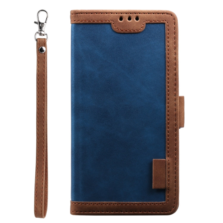 For Samsung Galaxy S25 5G Retro Splicing Horizontal Flip Leather Phone Case(Blue) - Galaxy S25 5G Cases by PMC TechLife | Online Shopping South Africa | PMC TechLife | Buy Now Pay Later Mobicred
