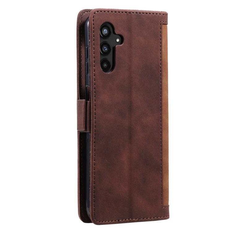 For Samsung Galaxy S25 5G Retro Splicing Horizontal Flip Leather Phone Case(Brown) - Galaxy S25 5G Cases by PMC TechLife | Online Shopping South Africa | PMC TechLife | Buy Now Pay Later Mobicred