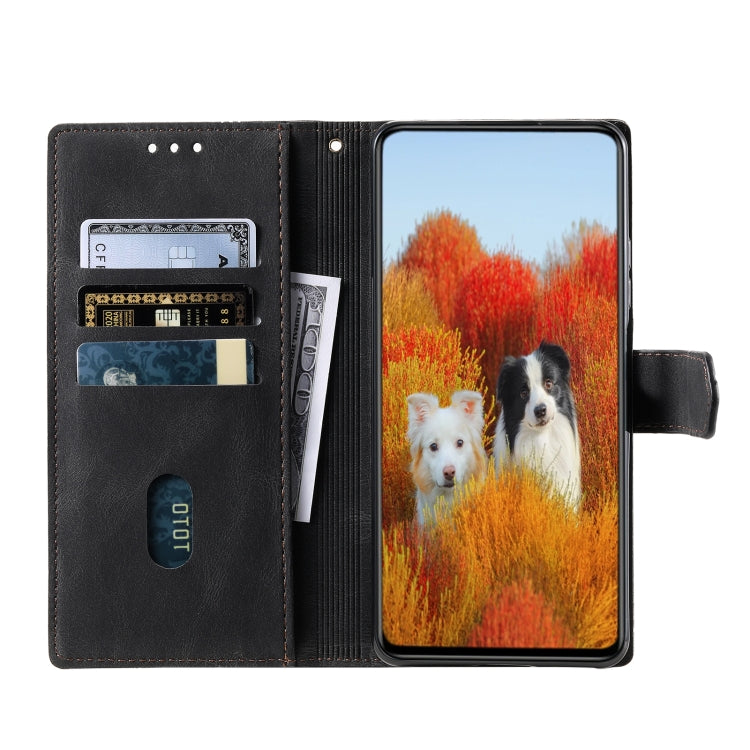 For Samsung Galaxy S25+ 5G TTUDRCH Embossed Line Splicing Leather Phone Case(Black) - Galaxy S25+ 5G Cases by PMC Jewellery | Online Shopping South Africa | PMC Jewellery | Buy Now Pay Later Mobicred