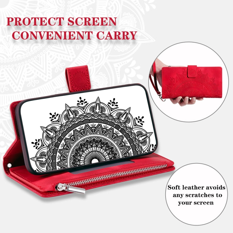 For Samsung Galaxy S25+ 5G Multi-Card Totem Zipper Leather Phone Case(Red) - Galaxy S25+ 5G Cases by PMC Jewellery | Online Shopping South Africa | PMC Jewellery | Buy Now Pay Later Mobicred
