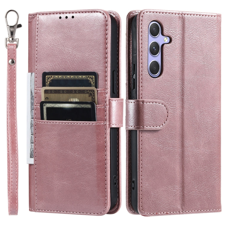 For Samsung Galaxy S25 5G Simple 6-Card Wallet Leather Phone Case(Rose Gold) - Galaxy S25 5G Cases by PMC Jewellery | Online Shopping South Africa | PMC Jewellery | Buy Now Pay Later Mobicred