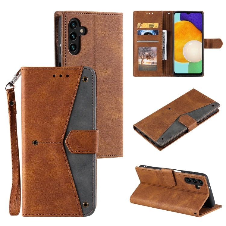 For Samsung Galaxy S25 5G Nail Skin Feel Stitching Calf Texture Leather Phone Case(Brown) - Galaxy S25 5G Cases by PMC Jewellery | Online Shopping South Africa | PMC Jewellery | Buy Now Pay Later Mobicred