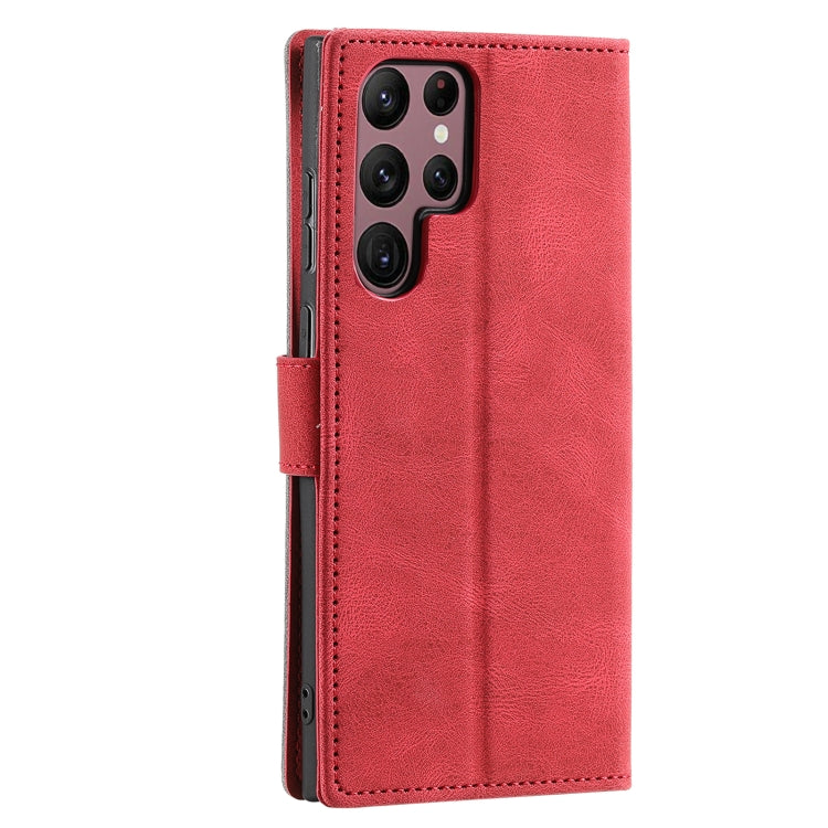 For Samsung Galaxy S25 Ultra 5G Nail Skin Feel Stitching Calf Texture Leather Phone Case(Red) - Galaxy S25 Ultra 5G Cases by PMC Jewellery | Online Shopping South Africa | PMC Jewellery | Buy Now Pay Later Mobicred