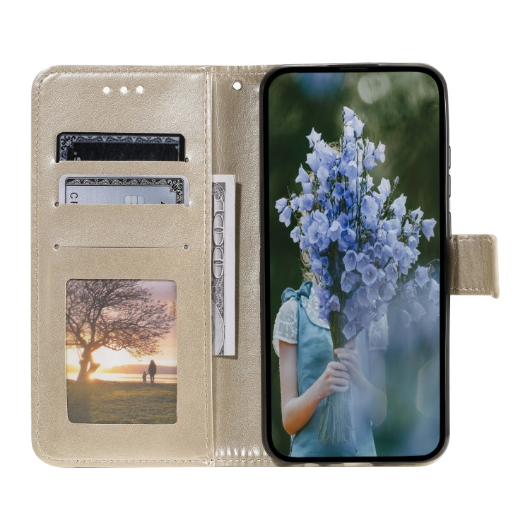 For Samsung Galaxy S25 5G Totem Flower Embossed Leather Phone Case(Gold) - Galaxy S25 5G Cases by PMC TechLife | Online Shopping South Africa | PMC TechLife | Buy Now Pay Later Mobicred