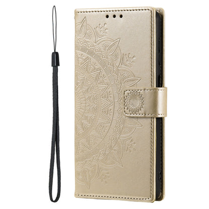 For Samsung Galaxy S25 Ultra 5G Totem Flower Embossed Leather Phone Case(Gold) - Galaxy S25 Ultra 5G Cases by PMC Jewellery | Online Shopping South Africa | PMC Jewellery | Buy Now Pay Later Mobicred