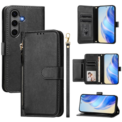 For Samsung Galaxy S25+ 5G Multi-Card Slots Zipper Wallet Leather Phone Case(Black) - Galaxy S25+ 5G Cases by PMC Jewellery | Online Shopping South Africa | PMC Jewellery | Buy Now Pay Later Mobicred