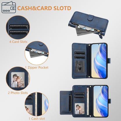 For Samsung Galaxy S25+ 5G Multi-Card Slots Zipper Wallet Leather Phone Case(Blue) - Galaxy S25+ 5G Cases by PMC Jewellery | Online Shopping South Africa | PMC Jewellery | Buy Now Pay Later Mobicred