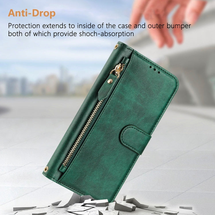 For Samsung Galaxy S25 5G Multi-Card Slots Zipper Wallet Leather Phone Case(Green) - Galaxy S25 5G Cases by PMC Jewellery | Online Shopping South Africa | PMC Jewellery | Buy Now Pay Later Mobicred