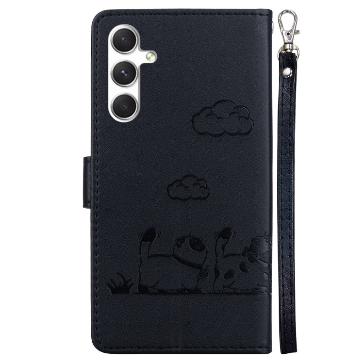 For Samsung Galaxy S25 5G Cute Cats RFID Leather Phone Case(Black) - Galaxy S25 5G Cases by PMC Jewellery | Online Shopping South Africa | PMC Jewellery | Buy Now Pay Later Mobicred