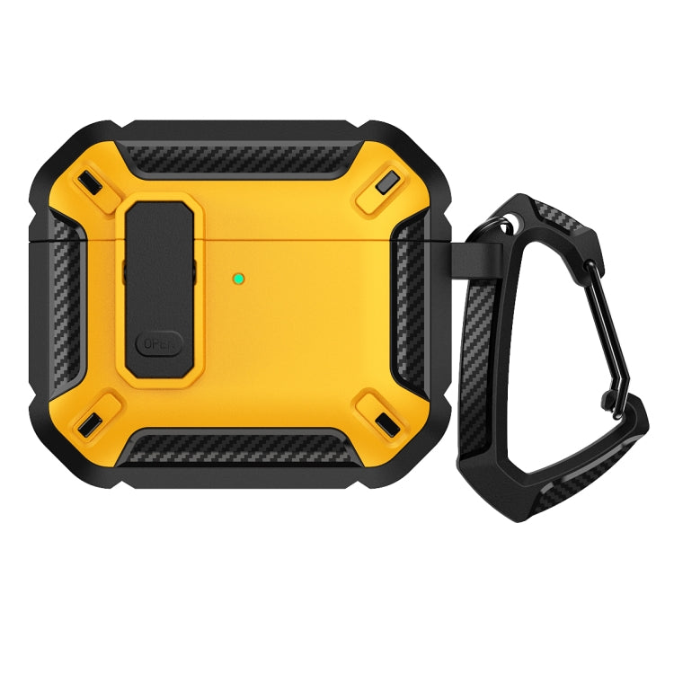 For AirPods 4 Shield Shockproof Earphone Protective Case with Hook(Black Yellow) - For AirPods 4 by PMC Jewellery | Online Shopping South Africa | PMC Jewellery | Buy Now Pay Later Mobicred