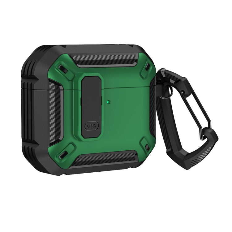 For AirPods 4 Shield Shockproof Earphone Protective Case with Hook(Black Green) - free shipping - PMC Jewellery - Order now!