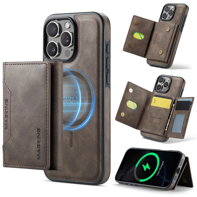 For iPhone 16 Pro Max DG.MING MAGKING-K2 Series MagSafe RFID Card Bag Detachable Phone Case(Coffee) - iPhone 16 Pro Max Cases by DG.MING | Online Shopping South Africa | PMC Jewellery | Buy Now Pay Later Mobicred