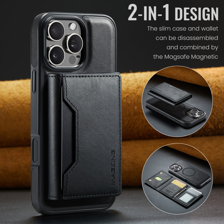 For iPhone 16 Pro DG.MING MAGKING-K2 Series MagSafe RFID Card Bag Detachable Phone Case(Black) - free shipping - PMC Jewellery - Order now!