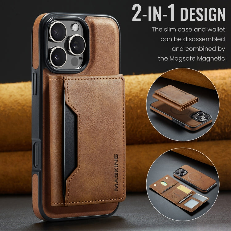 For iPhone 16 Pro DG.MING MAGKING-K2 Series MagSafe RFID Card Bag Detachable Phone Case(Brown) - iPhone 16 Pro Cases by DG.MING | Online Shopping South Africa | PMC Jewellery | Buy Now Pay Later Mobicred