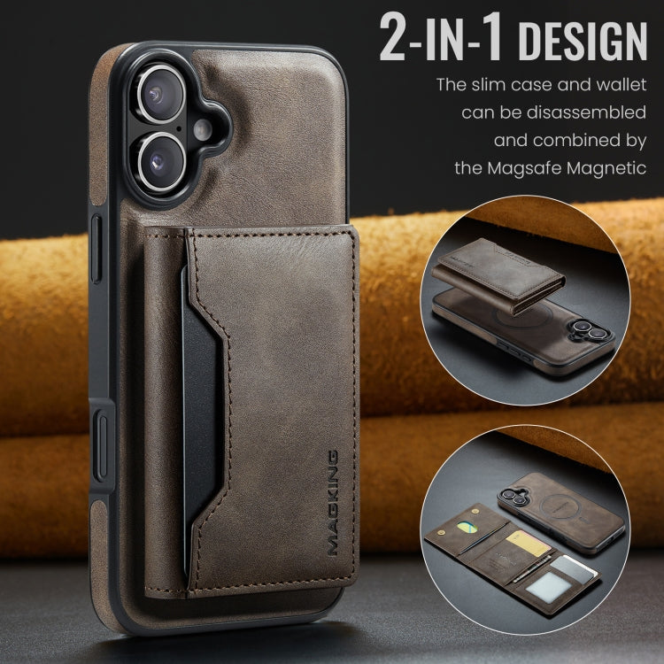 For iPhone 16 Plus DG.MING MAGKING-K2 Series MagSafe RFID Card Bag Detachable Phone Case(Coffee) - iPhone 16 Plus Cases by DG.MING | Online Shopping South Africa | PMC Jewellery | Buy Now Pay Later Mobicred