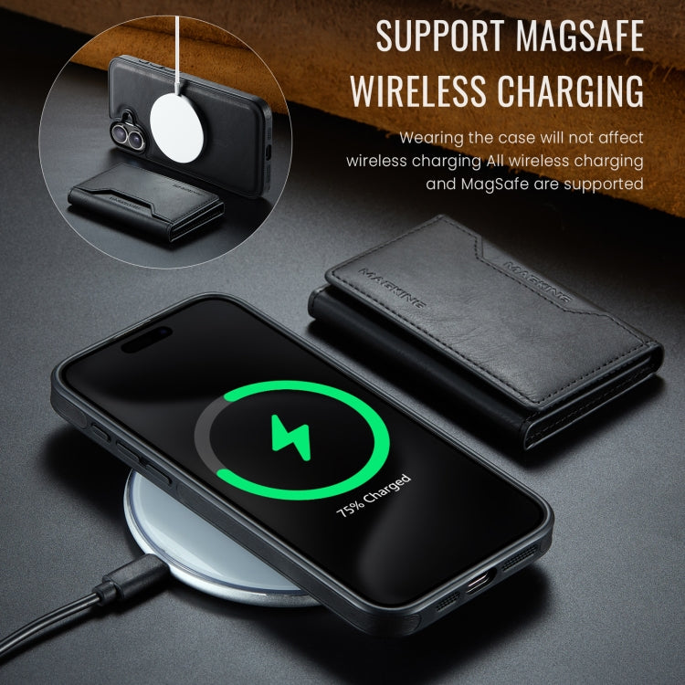 For iPhone 16 DG.MING MAGKING-K2 Series MagSafe RFID Card Bag Detachable Phone Case(Black) - free shipping - PMC Jewellery - Order now!