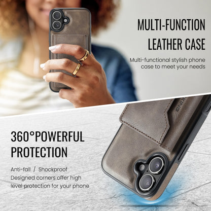 For iPhone 16 DG.MING MAGKING-K2 Series MagSafe RFID Card Bag Detachable Phone Case(Coffee) - iPhone 16 Cases by DG.MING | Online Shopping South Africa | PMC Jewellery | Buy Now Pay Later Mobicred