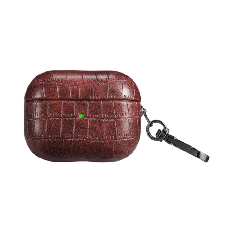 For AirPods Pro 2 Crocodile Texture Earphone Protective Case(Dark Brown) - For AirPods Pro 2 by PMC Jewellery | Online Shopping South Africa | PMC Jewellery | Buy Now Pay Later Mobicred