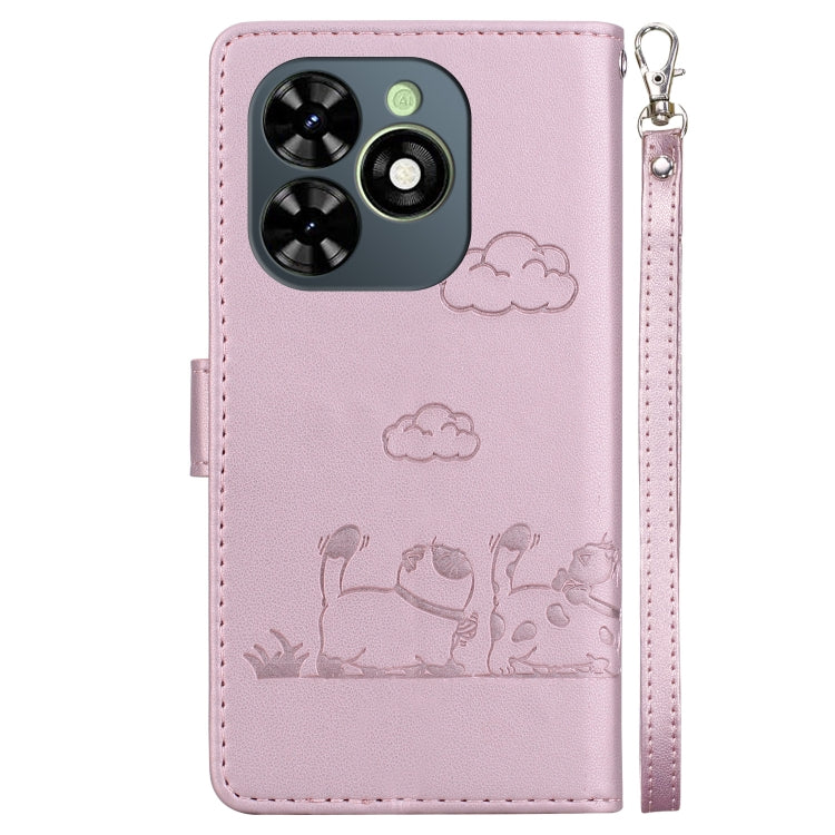 For Tecno Spark Go 2024 / 20 / 20C Cute Cats RFID Leather Phone Case(Rose Gold) - Tecno Cases by PMC Jewellery | Online Shopping South Africa | PMC Jewellery | Buy Now Pay Later Mobicred