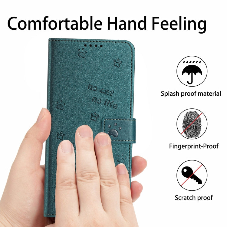 For Tecno Spark Go 2024 4G Embossed Kitten Phone Leather Case with Lanyard(Dark Green) - Tecno Cases by PMC Jewellery | Online Shopping South Africa | PMC Jewellery | Buy Now Pay Later Mobicred