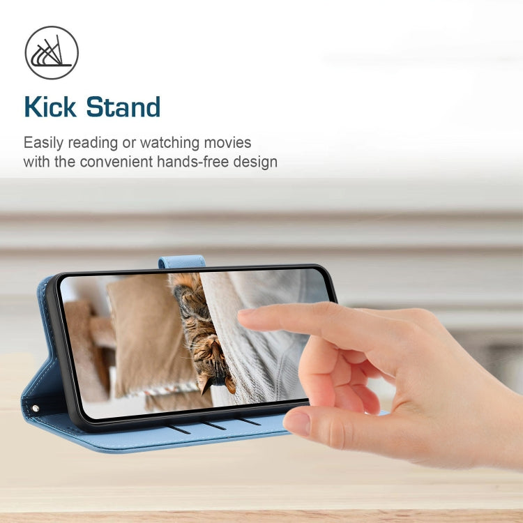 For Samsung Galaxy S25 / S24 5G Embossed Kitten Phone Leather Case with Lanyard(Blue) - free shipping - PMC TechLife - Order now!