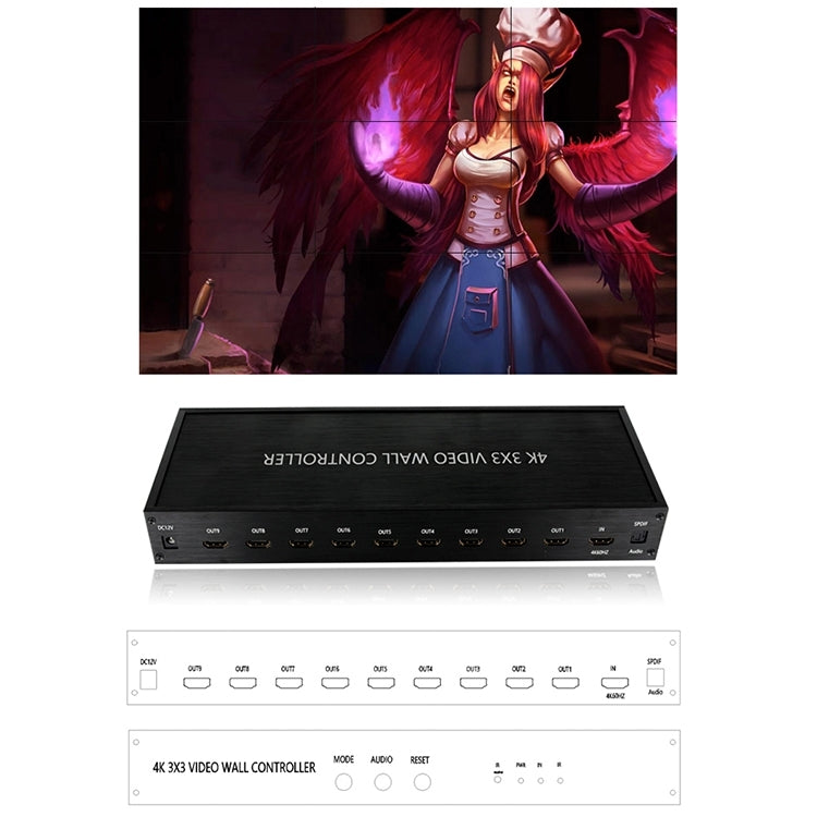 NK-BT88 4K 3x3 HDMI Video Wall Controller Multi-screen Splicing Processor with Remote Controller, Plug:UK Plug - Splitter by PMC Jewellery | Online Shopping South Africa | PMC Jewellery | Buy Now Pay Later Mobicred