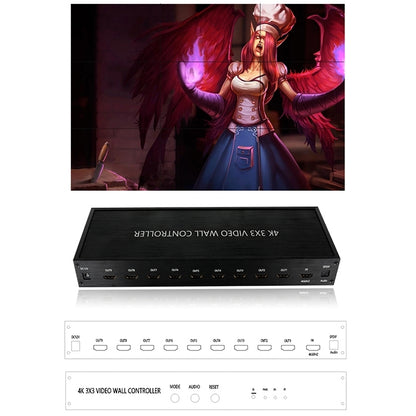 NK-BT88 4K 3x3 HDMI Video Wall Controller Multi-screen Splicing Processor with Remote Controller, Plug:US Plug - Splitter by PMC Jewellery | Online Shopping South Africa | PMC Jewellery | Buy Now Pay Later Mobicred