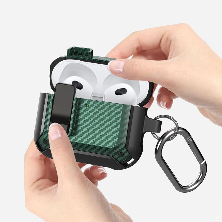 For AirPods 4 Bumblebee Carbon Fiber Shockproof Protective Case with Switch(Blue) - For AirPods 4 by PMC Jewellery | Online Shopping South Africa | PMC Jewellery | Buy Now Pay Later Mobicred