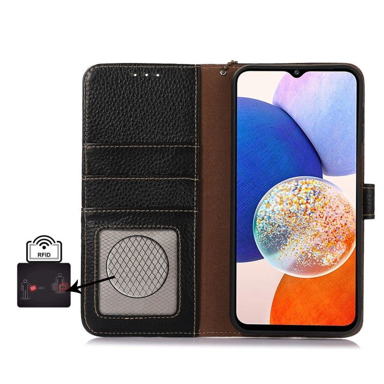 For Honor X9c Genuine Leather Litchi Texture RFID Leather Phone Case(Black) - Honor Cases by PMC TechLife | Online Shopping South Africa | PMC TechLife | Buy Now Pay Later Mobicred