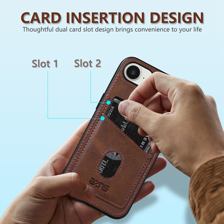 For iPhone 16e AZNS K1 Series Card Slot Business Phone Case(Brown) - free shipping - PMc TechLife - Order now!