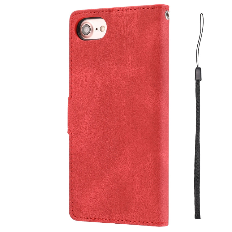 For iPhone 16e Fantasy Skin-feel Calfskin Texture Leather Phone Case(Red) - iPhone 16e Cases by PMC TechLife | Online Shopping South Africa | PMC TechLife | Buy Now Pay Later Mobicred