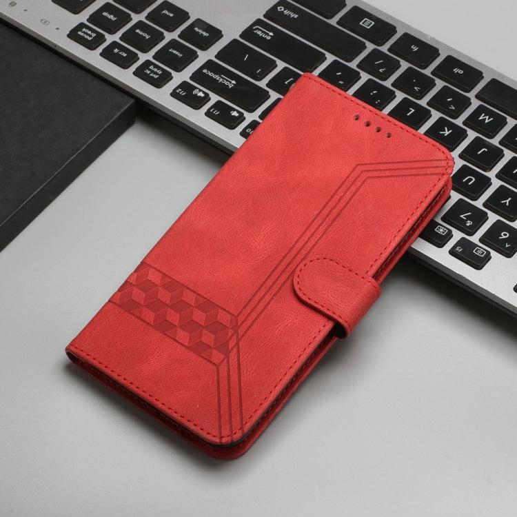 For Samsung Galaxy S25 5G Cubic Skin Feel Flip Leather Phone Case(Red) - Galaxy S25 5G Cases by PMC TechLife | Online Shopping South Africa | PMC TechLife | Buy Now Pay Later Mobicred