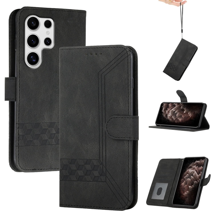 For Samsung Galaxy S25 Ultra 5G Cubic Skin Feel Flip Leather Phone Case(Black) - Galaxy S25 Ultra 5G Cases by PMC Jewellery | Online Shopping South Africa | PMC Jewellery | Buy Now Pay Later Mobicred