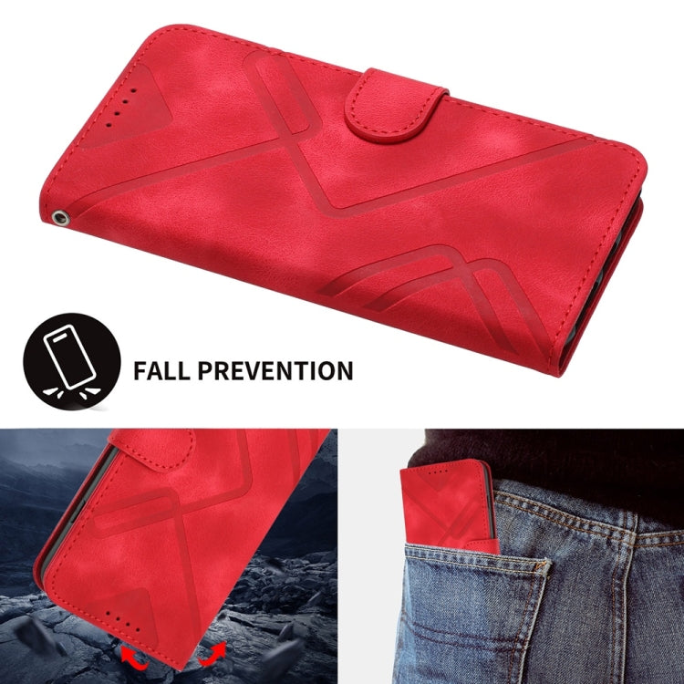 For Samsung Galaxy S25 Ultra 5G Line Pattern Skin Feel Leather Phone Case(Red) - Galaxy S25 Ultra 5G Cases by PMC Jewellery | Online Shopping South Africa | PMC Jewellery | Buy Now Pay Later Mobicred
