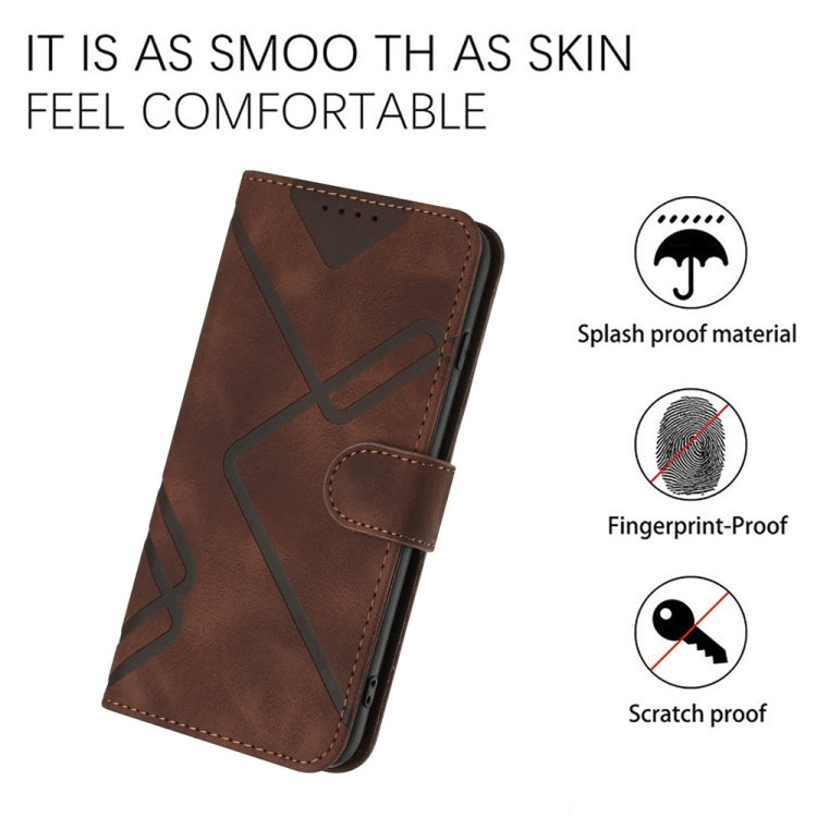 For Samsung Galaxy S25 Ultra 5G Line Pattern Skin Feel Leather Phone Case(Coffee) - Galaxy S25 Ultra 5G Cases by PMC Jewellery | Online Shopping South Africa | PMC Jewellery | Buy Now Pay Later Mobicred