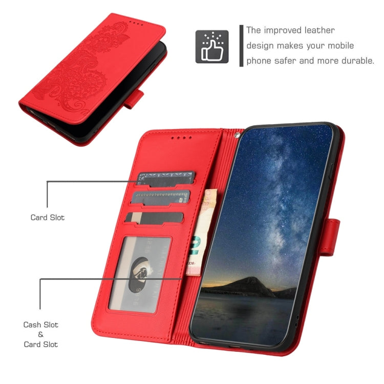 For Samsung Galaxy S25+ 5G Datura Flower Embossed Flip Leather Phone Case(Red) - Galaxy S25+ 5G Cases by PMC Jewellery | Online Shopping South Africa | PMC Jewellery | Buy Now Pay Later Mobicred