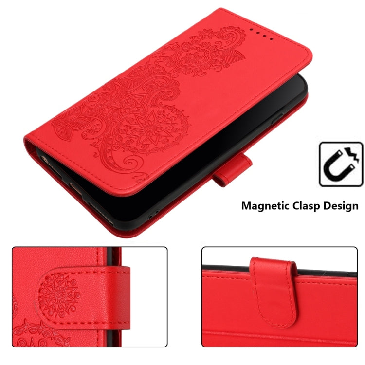 For Samsung Galaxy S25+ 5G Datura Flower Embossed Flip Leather Phone Case(Red) - Galaxy S25+ 5G Cases by PMC Jewellery | Online Shopping South Africa | PMC Jewellery | Buy Now Pay Later Mobicred