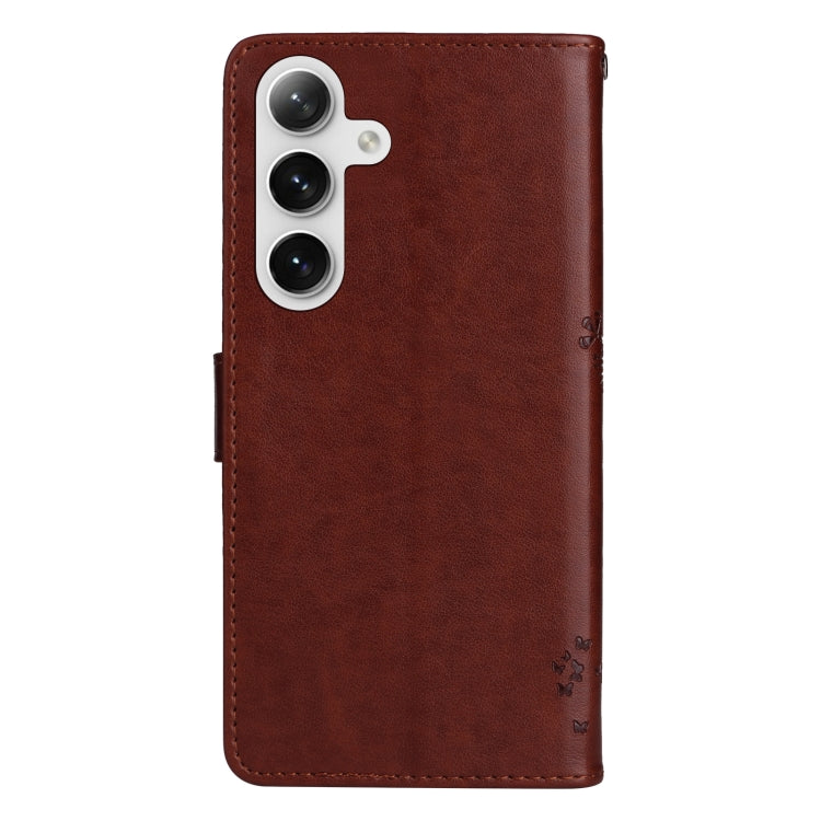 For Samsung Galaxy S25+ / S24+ 5G Tree & Cat Embossed Pattern Flip Leather Phone Case(Coffee) - Galaxy S25+ 5G Cases by PMC Jewellery | Online Shopping South Africa | PMC Jewellery | Buy Now Pay Later Mobicred