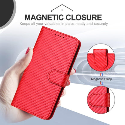 For Samsung Galaxy S25 5G YX0070 Carbon Fiber Buckle Leather Phone Case with Lanyard(Red) - Galaxy S25 5G Cases by PMC Jewellery | Online Shopping South Africa | PMC Jewellery | Buy Now Pay Later Mobicred