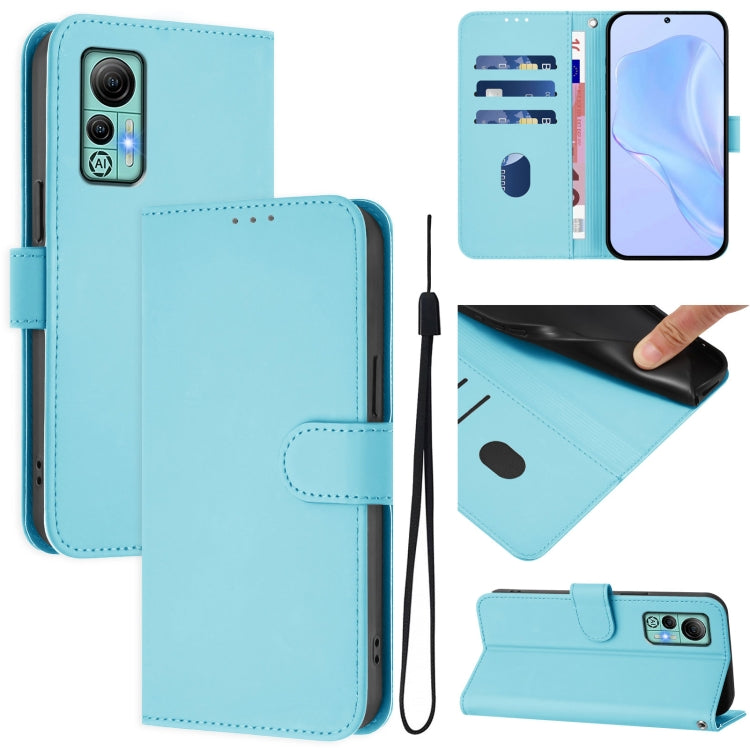 For Ulefone Note 14 Skin Feel Solid Color Leather Phone Case with Lanyard(Sky Blue) - Ulefone Cases by PMC Jewellery | Online Shopping South Africa | PMC Jewellery | Buy Now Pay Later Mobicred