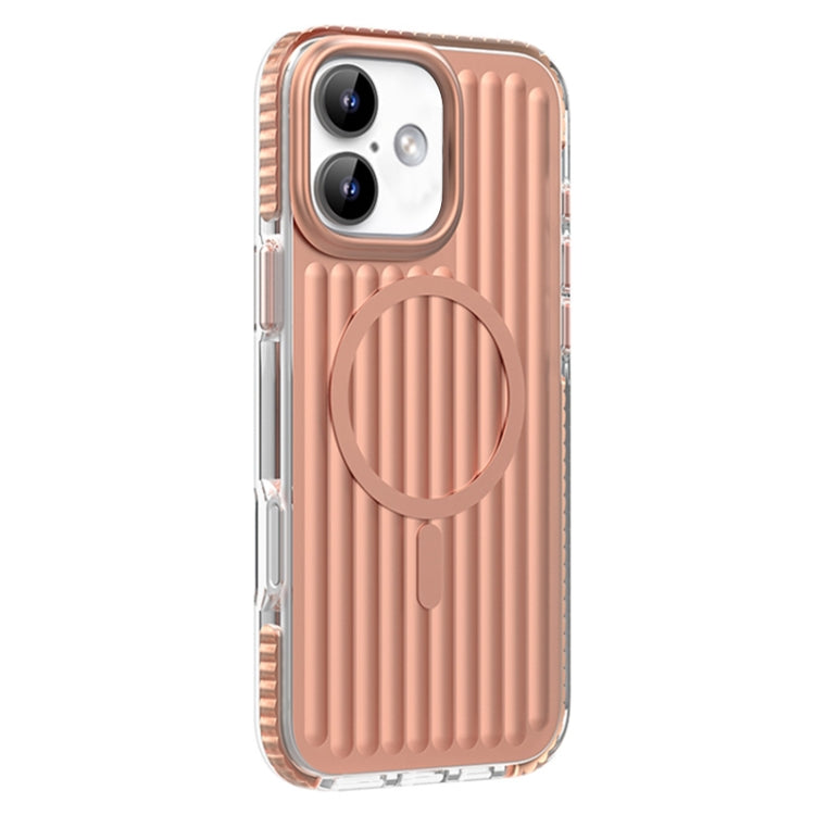 For iPhone 16 Mutural Corrugated Texture Magsafe Magnetic Shockproof Phone Case(Antique Brass) - iPhone 16 Cases by Mutural | Online Shopping South Africa | PMC Jewellery | Buy Now Pay Later Mobicred