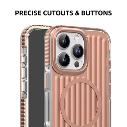 For iPhone 16 Pro Mutural Corrugated Texture Magsafe Magnetic Shockproof Phone Case(Antique Brass) - iPhone 16 Pro Cases by Mutural | Online Shopping South Africa | PMC Jewellery | Buy Now Pay Later Mobicred