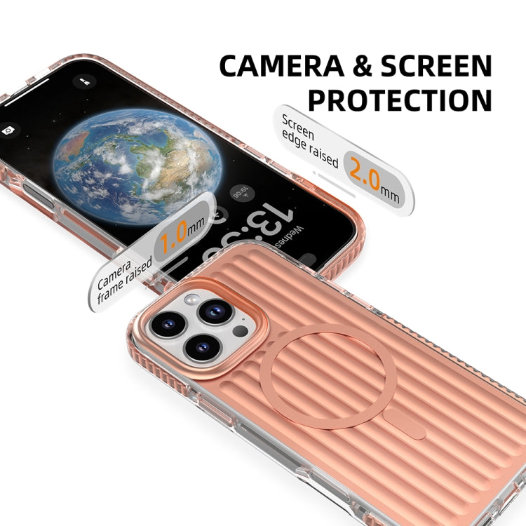 For iPhone 16 Pro Max Mutural Corrugated Texture Magsafe Magnetic Shockproof Phone Case(Blue) - free shipping - PMC Jewellery - Order now!