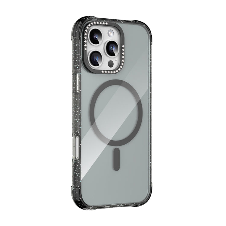 For iPhone 16 Pro Mutural Blink Series Glitter Edge MagSafe Magnetic Phone Case(Black) - free shipping - PMC Jewellery - Order now!