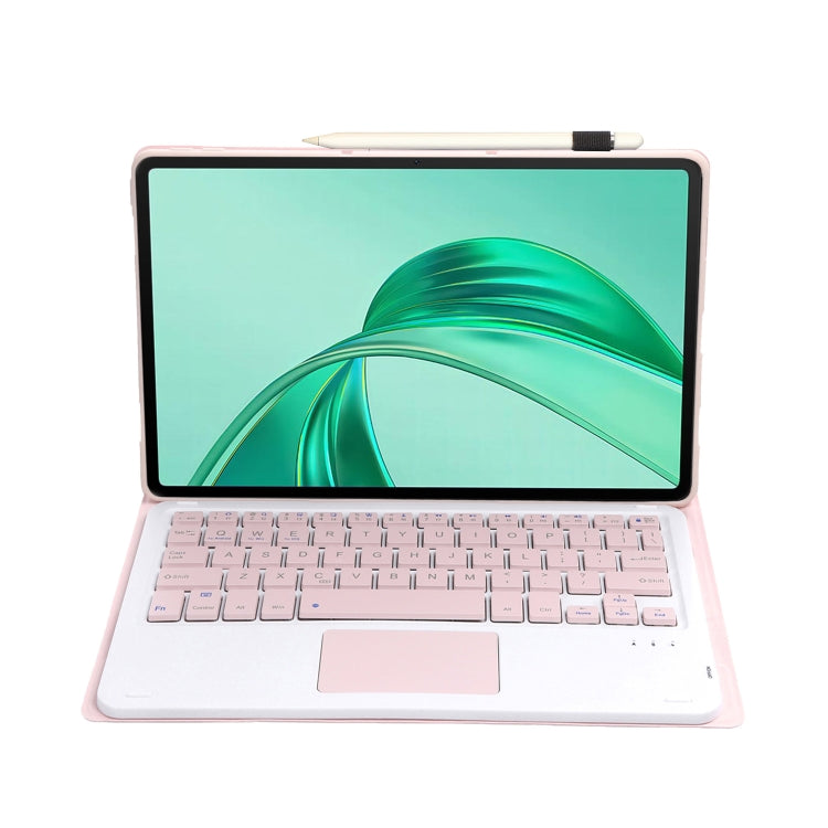 For Honor Pad X8a / X9 2024 AH25-A Ultra-thin Detachable Bluetooth Keyboard Leather Tablet Case with Touchpad(Pink White) - Huawei Keyboard by PMC Jewellery | Online Shopping South Africa | PMC Jewellery | Buy Now Pay Later Mobicred