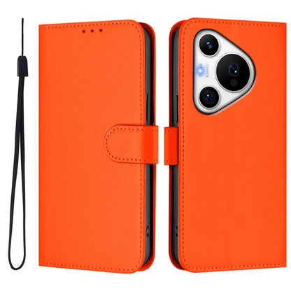 For Huawei Pura 70 Pro / 70 Pro+ Skin Feel Solid Color Leather Phone Case with Lanyard(Orange) - Huawei Cases by PMC Jewellery | Online Shopping South Africa | PMC Jewellery | Buy Now Pay Later Mobicred