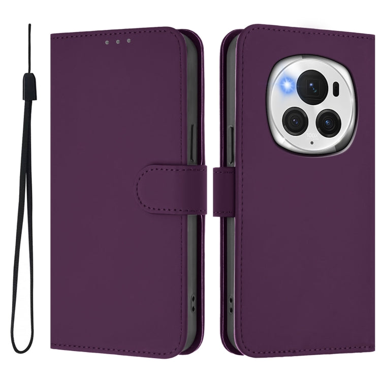 For Honor Magic6 Pro Skin Feel Solid Color Leather Phone Case with Lanyard(Violet) - Honor Cases by PMC Jewellery | Online Shopping South Africa | PMC Jewellery | Buy Now Pay Later Mobicred