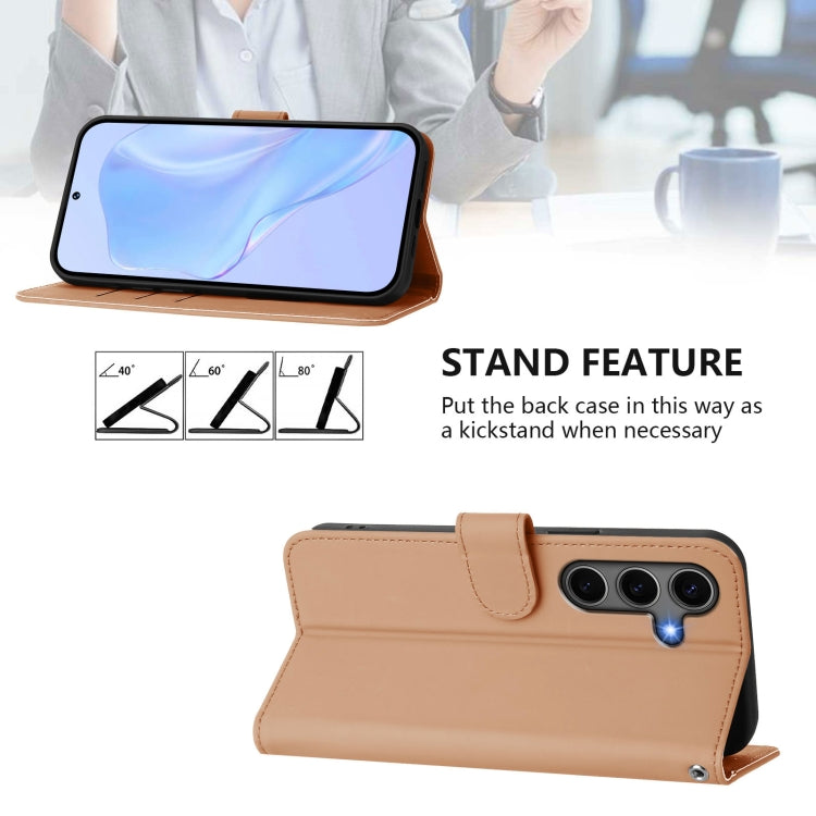 For Samsung Galaxy S25+ 5G Skin Feel Solid Color Leather Phone Case with Lanyard(Nude) - Galaxy S25+ 5G Cases by PMC Jewellery | Online Shopping South Africa | PMC Jewellery | Buy Now Pay Later Mobicred